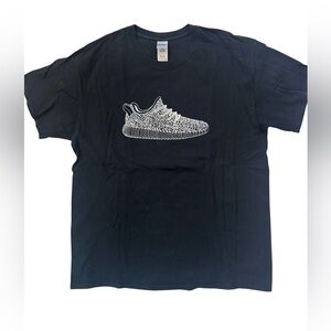 Yeezy Inspired Sneaker Graphic T-Shirt | Black Streetwear Tee | Size L